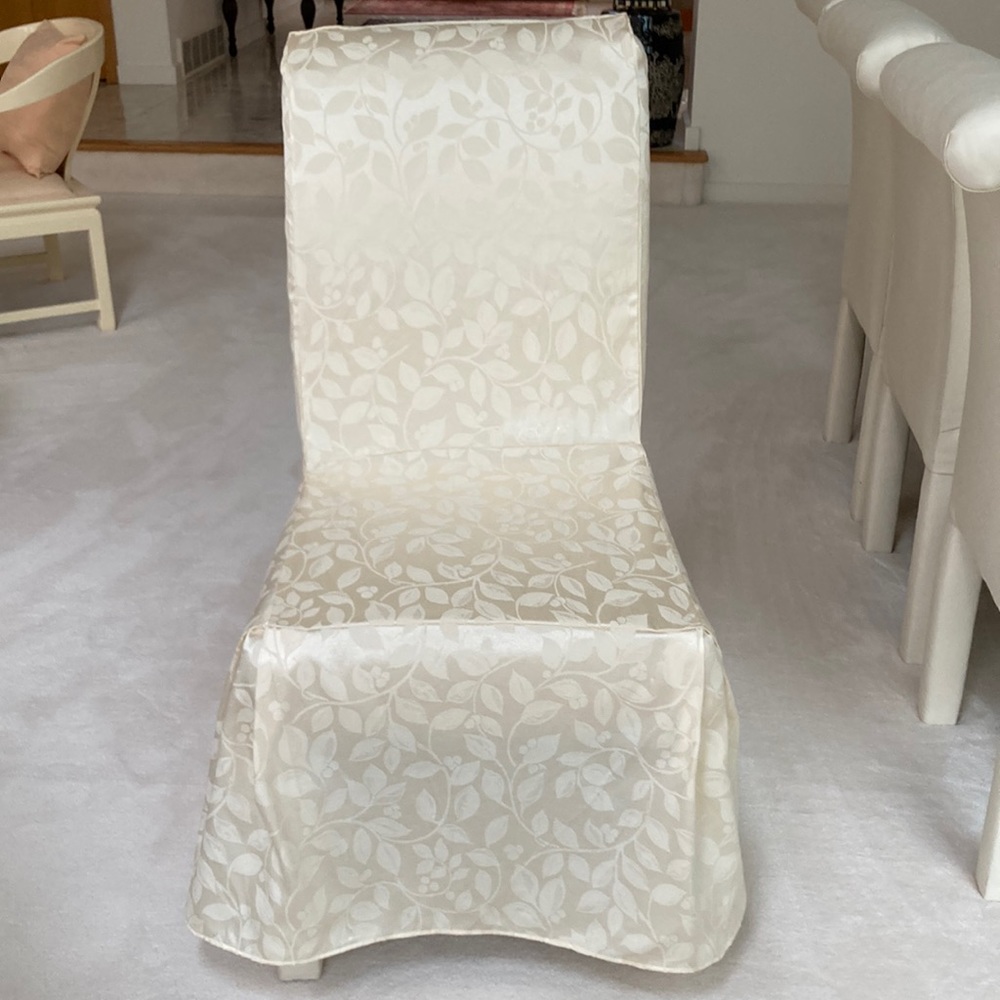 SET OF 8 EXQUISITE IVORY DINING CHAIR COVERS
